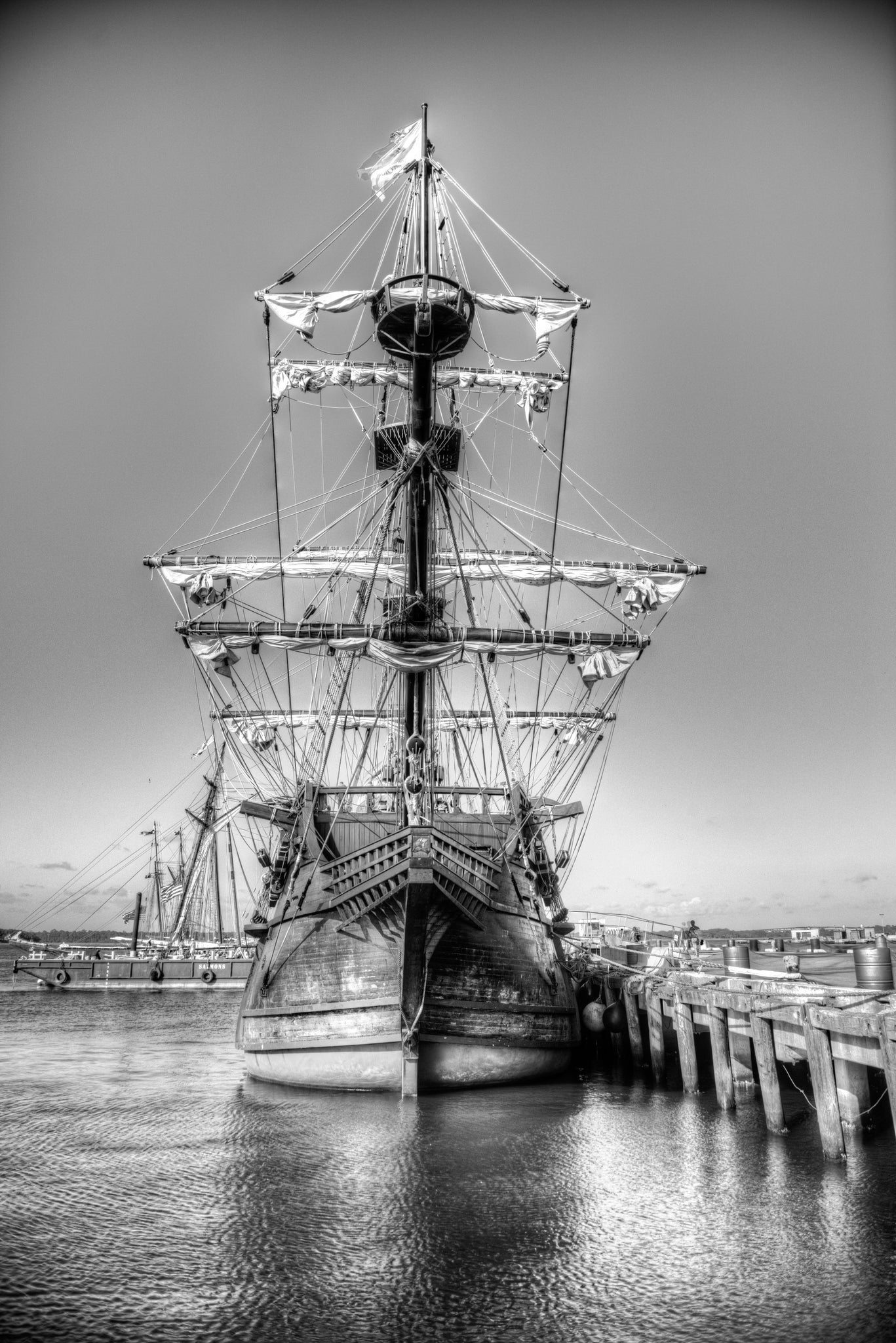 Galleon Black And White – Mike Nocher Art